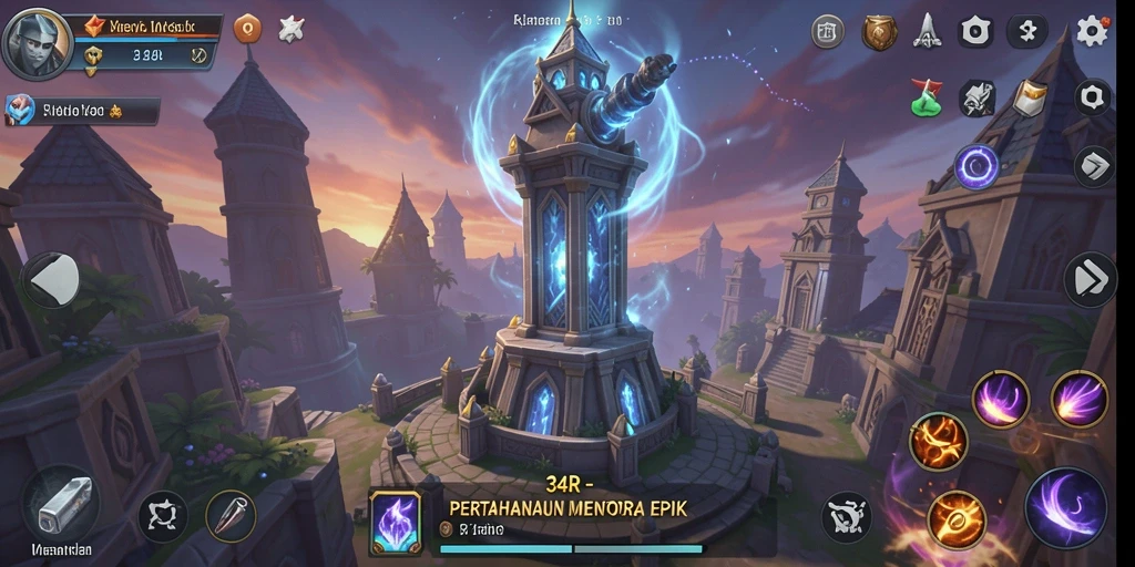Tampilan menawan dari gameplay Tower Defense 34R.