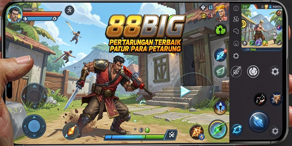 Tangkapan layar gameplay seru dari 88BIG dengan karakter bertarung.