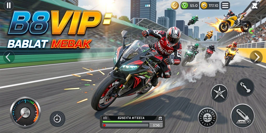 Gameplay seru dari B8VIP dalam balapan motor.
