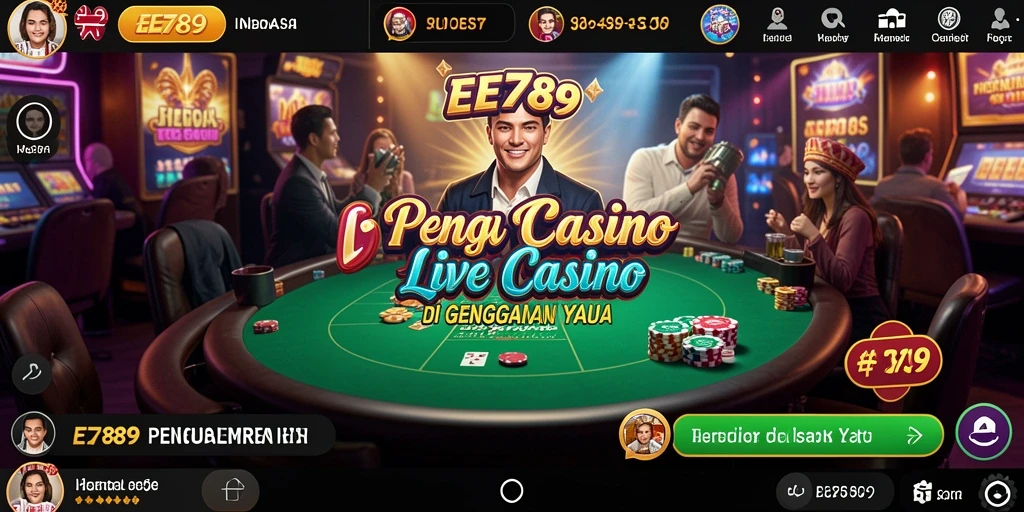 Screenshot gameplay Live Casino EE789 menampilkan suasana kasino yang autentik.