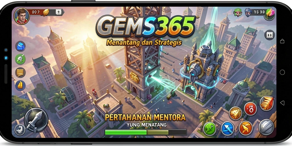 Tampilan gameplay GEMS365 di Tower Defense yang seru dan menantang.