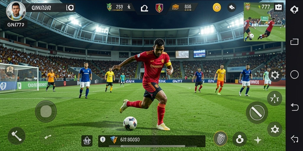 Tampilan gameplay menarik dari GN777 dengan aksi sepak bola intens.