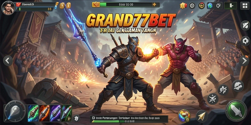 Tampilan gameplay seru dalam GRAND77BET dengan pertarungan penuh aksi.