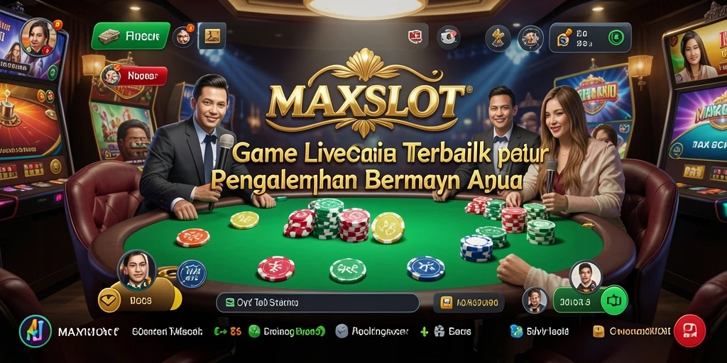 Screenshot gameplay MAXSLOT menampilkan dealer profesional dan suasana kasino yang autentik.