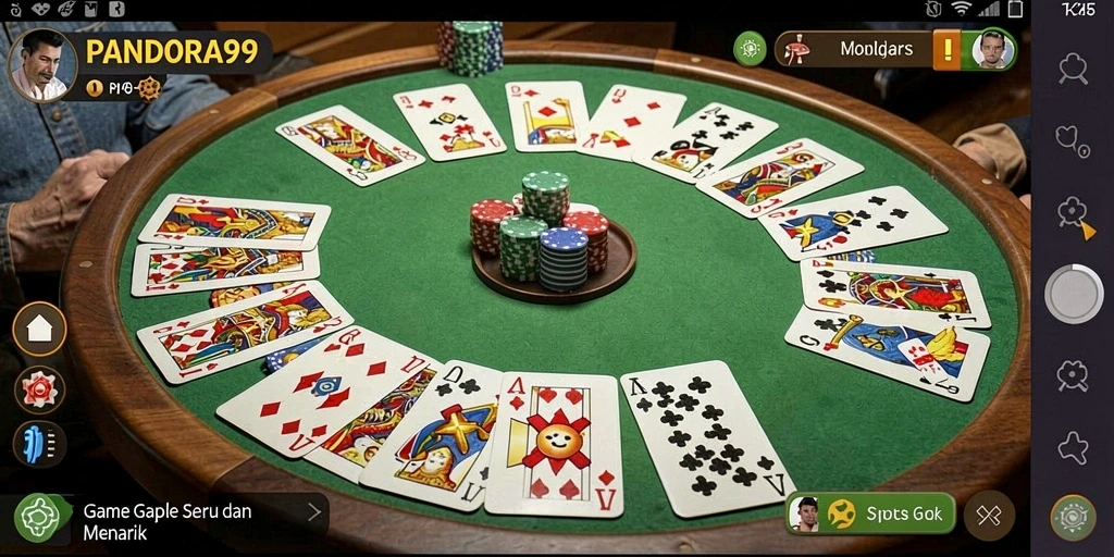 Screenshot gameplay PANDORA99 menampilkan suasana permainan Gaple yang seru.
