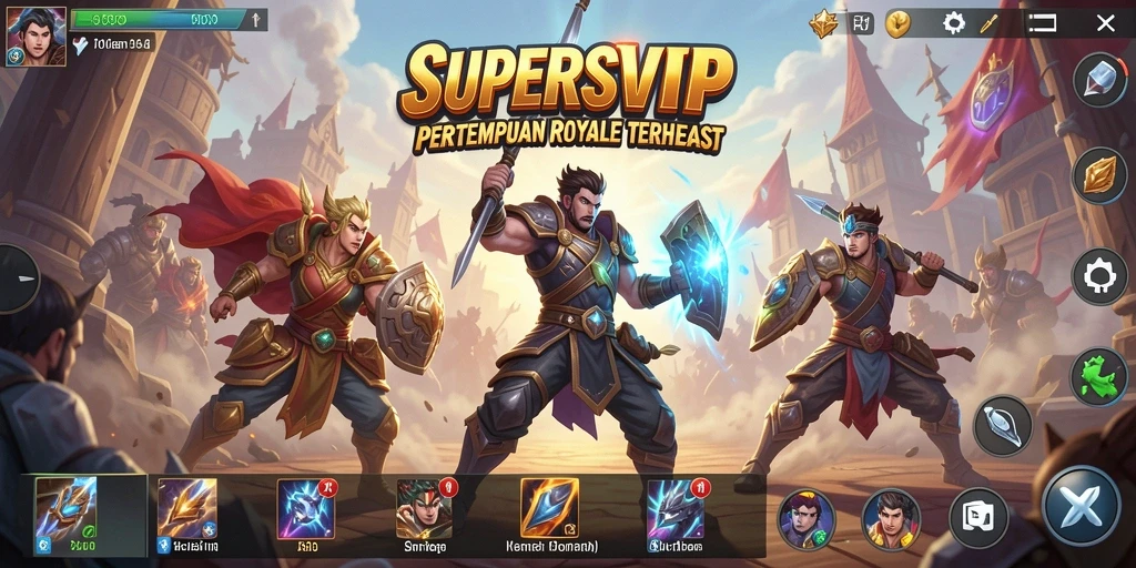Screenshot utama gameplay <strong>SUPERSVIP</strong> yang menampilkan aksi pertempuran seru.